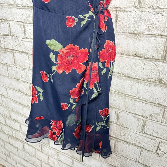 Lovers + Friends Dress Gigi Wrap Floral Mini Ruffle Sleeveless Halter Blue Pink - Picture 5 of 9